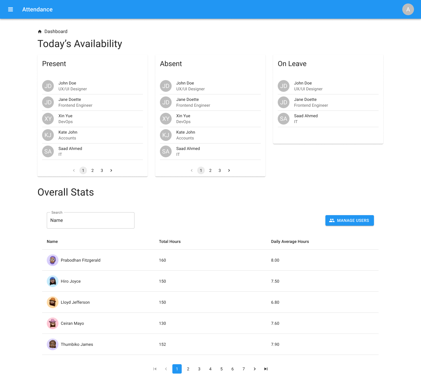 Search mock for Tours List